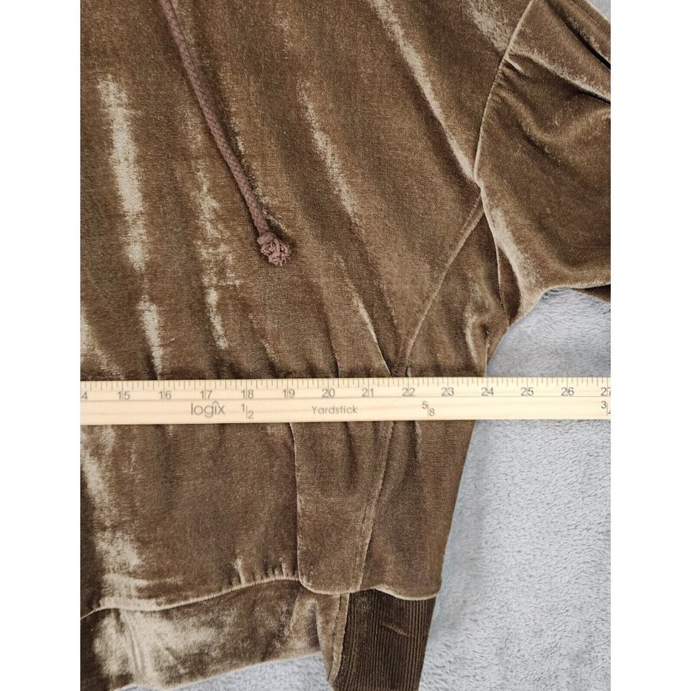 Anna Grace Hoodie Womens Small Gold Brown Retro Soft Velour 1/2 Zip Pullover - Picture 3 of 12